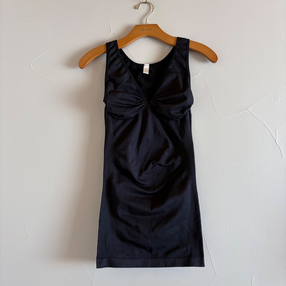Florange Women Black Seamless Ruched Bust Shapewear‎ Tank Top Camisole Size S/M